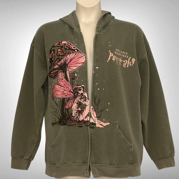 Melanie Martinez Portals Sweatshirt Hoodie XL Olive Green Fairy Mushroom READ - Picture 1 of 12